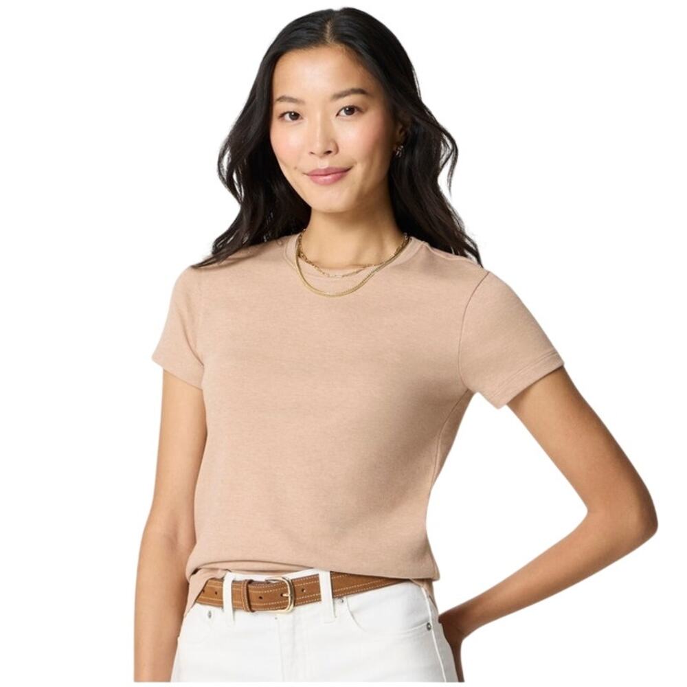 NWOT J. Crew Essential Crewneck Tee Heather Acorn L